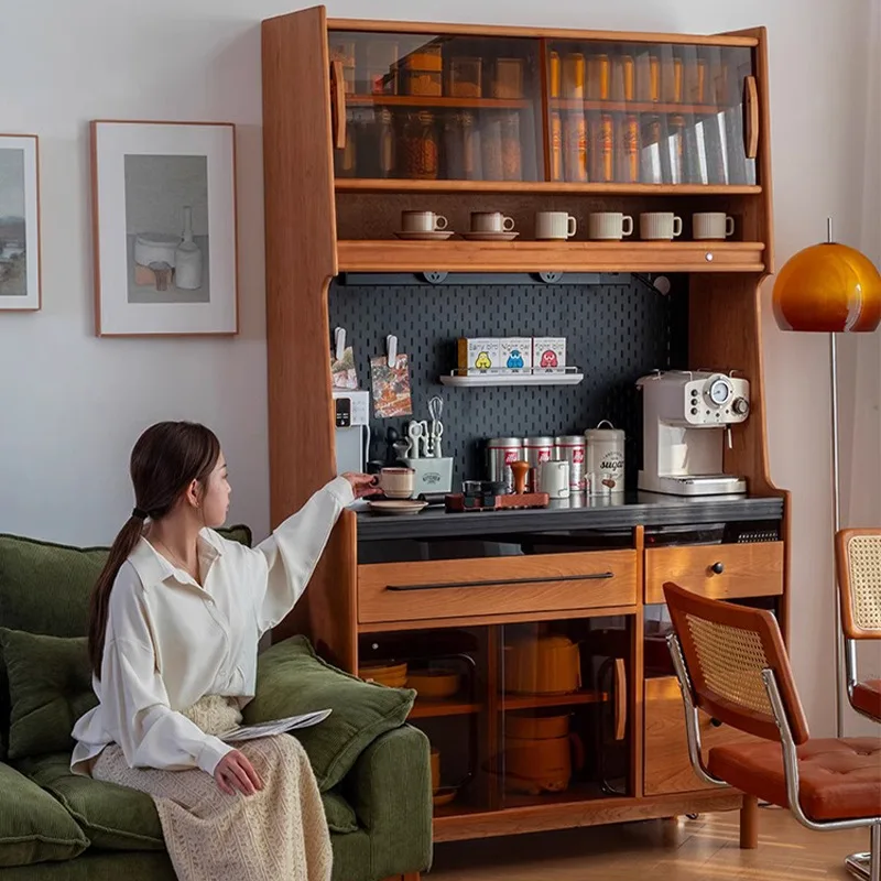 Armadietto da pranzo nordico in legno di ciliegio, armadietto da cucina in legno massello, armadietto per tè, piccolo appartamento, sala da pranzo