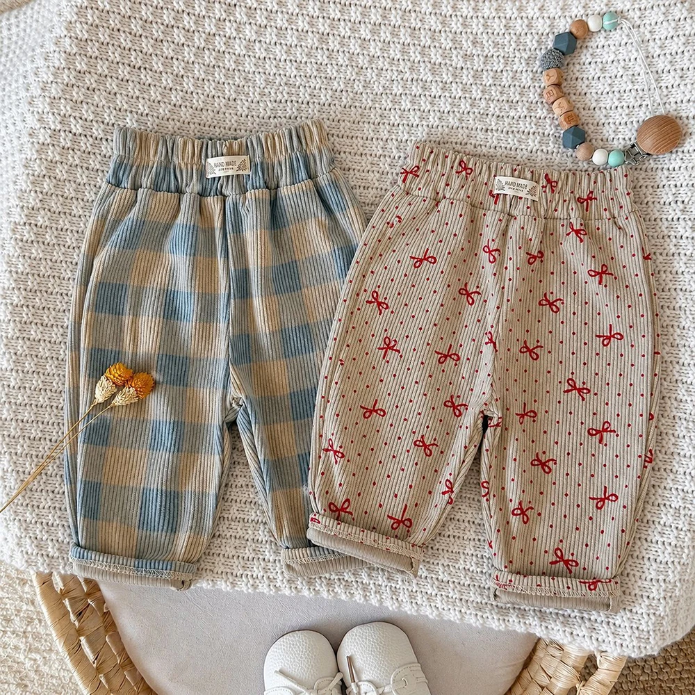 MILANCEL Babyhosen 6M-3T Baby Jungenhosen Niedliche Schleifen-Punkte Kleinkind Freizeithosen Herbst Cordhosen für Babymädchen – Detail 39