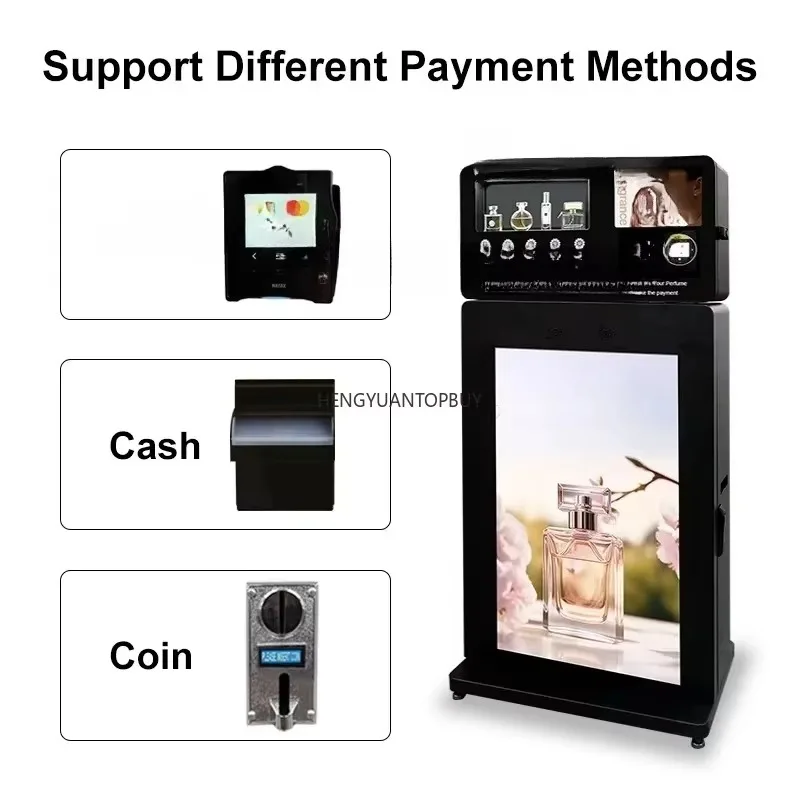 Perfume Sample Spray Vending Machine 43 Inch Advertising Screen Standing Perfume Vending Machine
