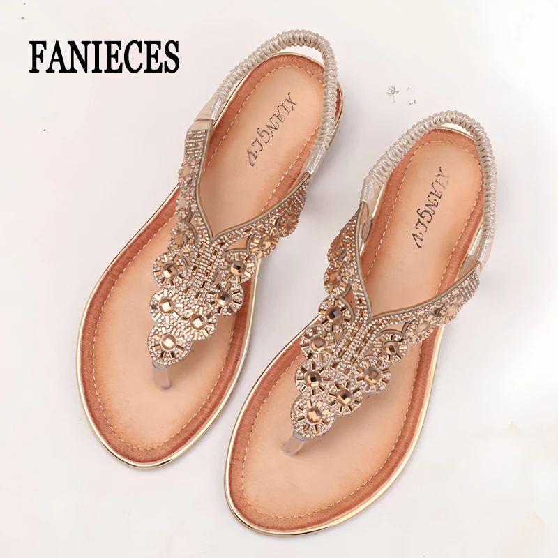 

Plus Size Flip Flops Sandals Luxury Crystal Rhinestone Thong Sandals 3cm Platform Roman Gladiator Casual Outdoor Beach Sandalias