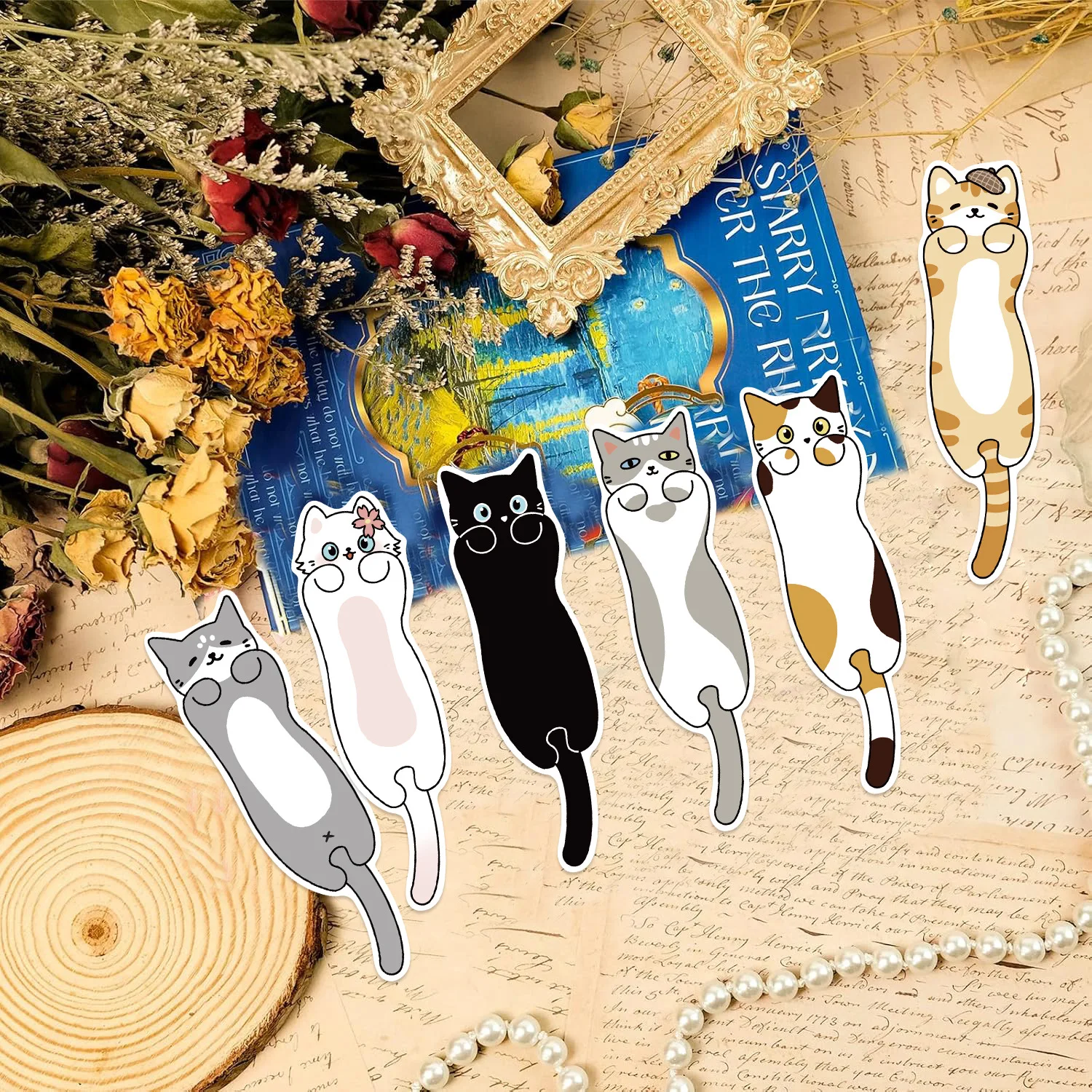 

30Pcs/Set Cute Cartoon DIY Anime Aesthetic Bookmarks Sweet Animal Kitten Book Tab for Kids Bookmark Student Supplies