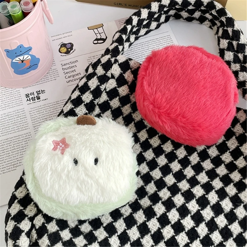 Small Change Purse with Zippers Plush Headphone Storage Bag Portable Earphone Case Coin Purse Lovely Wallet for Women