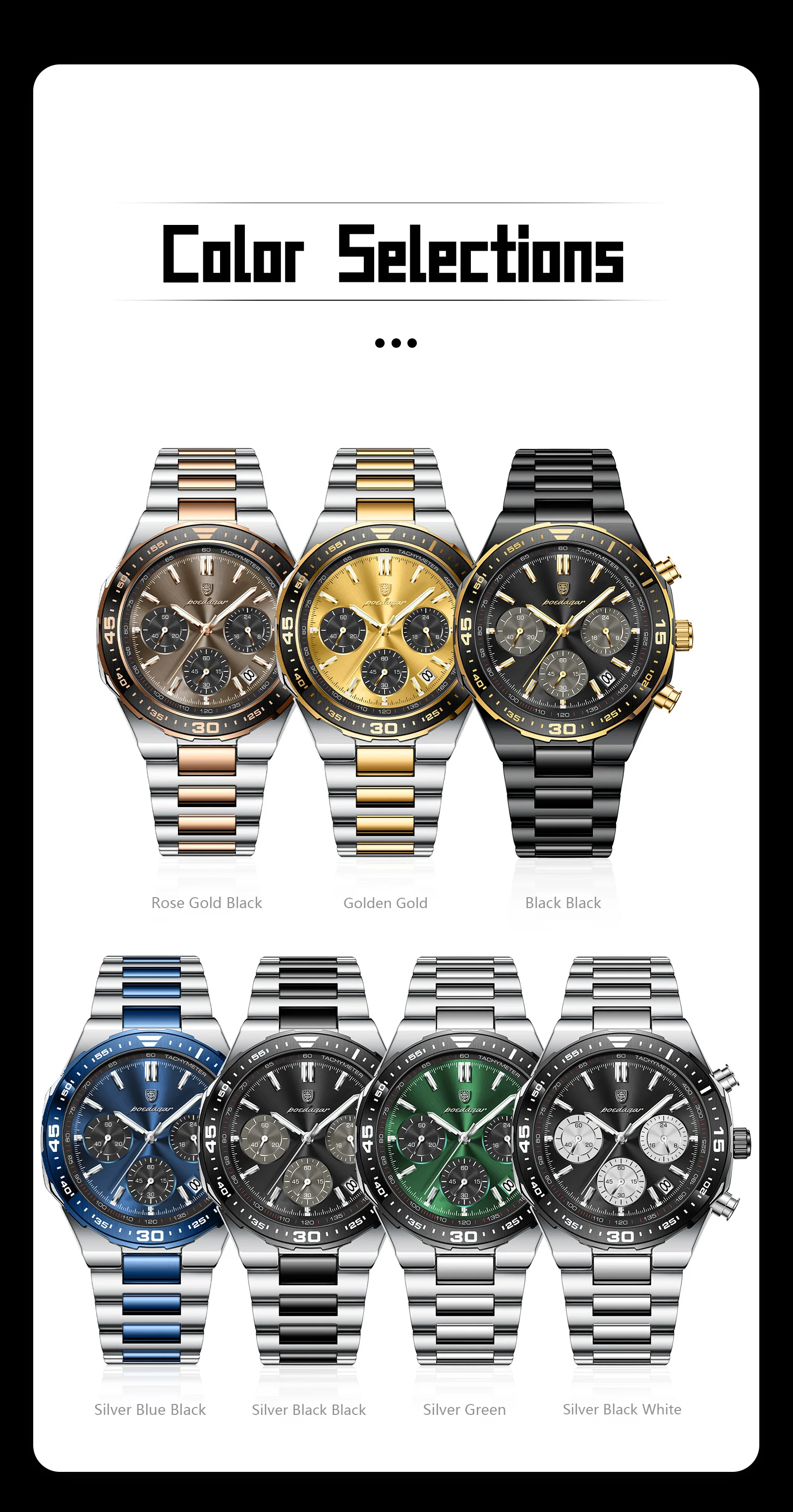 POEDAGAR Men's Watch Image 8