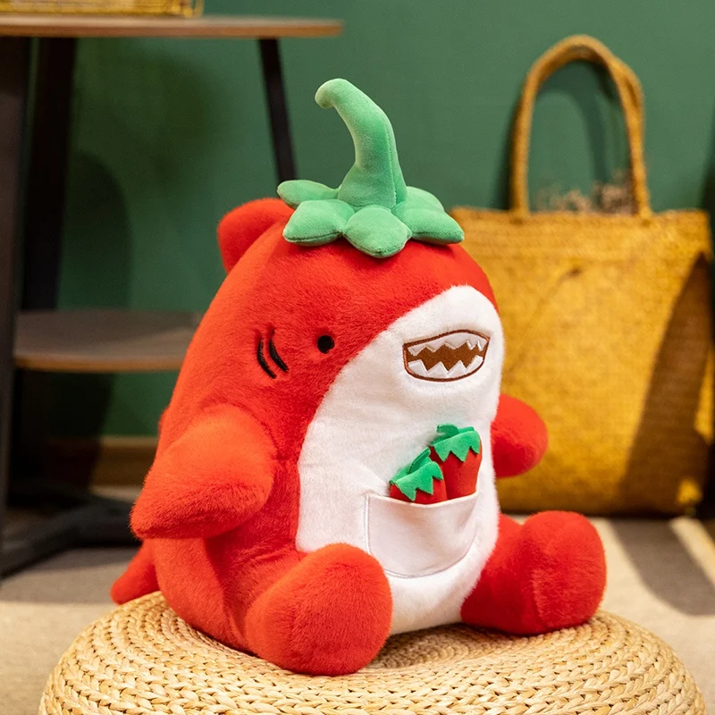 

30 см ярко-красная акула в форме перца, плюшевые игрушки, мягкие игрушки, мультяшные куклы-акула с красным перцем, креативные забавные детские игрушки, домашний декор