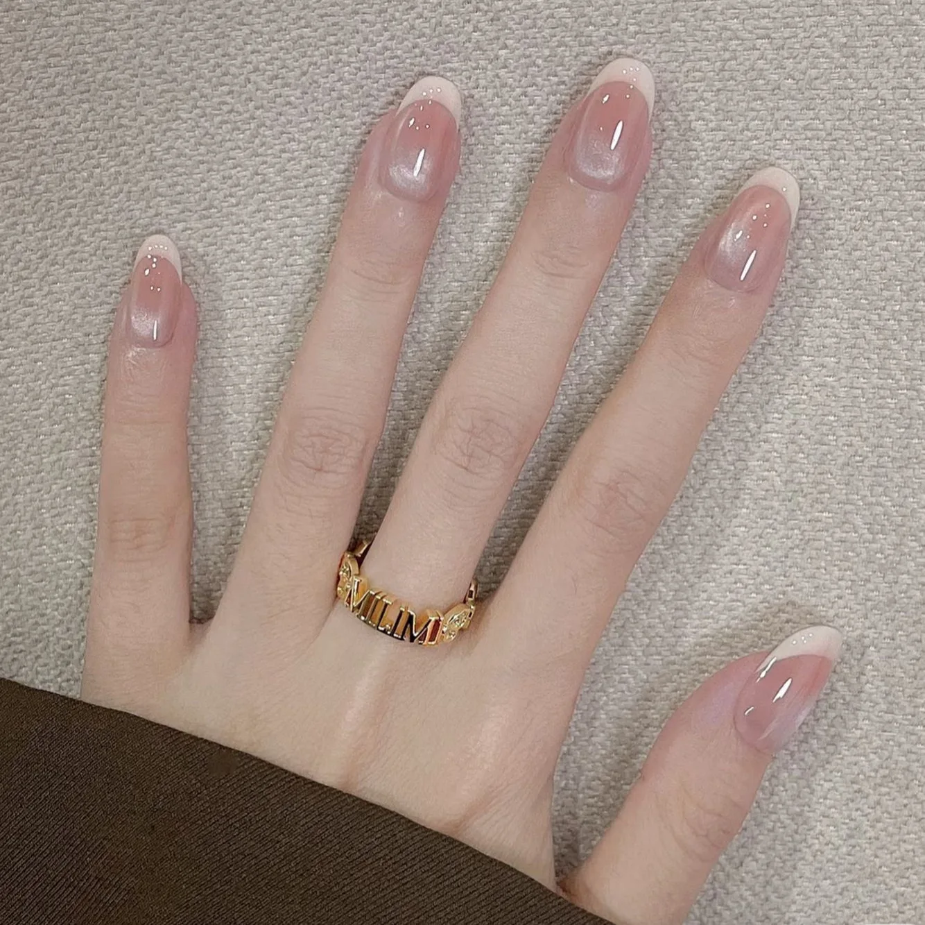 

Handmade Luxury Press on Nails Almond French Y2k Reusable Adhesive Fake Nails with Design Artificial Manicure Wearable Nail Tips