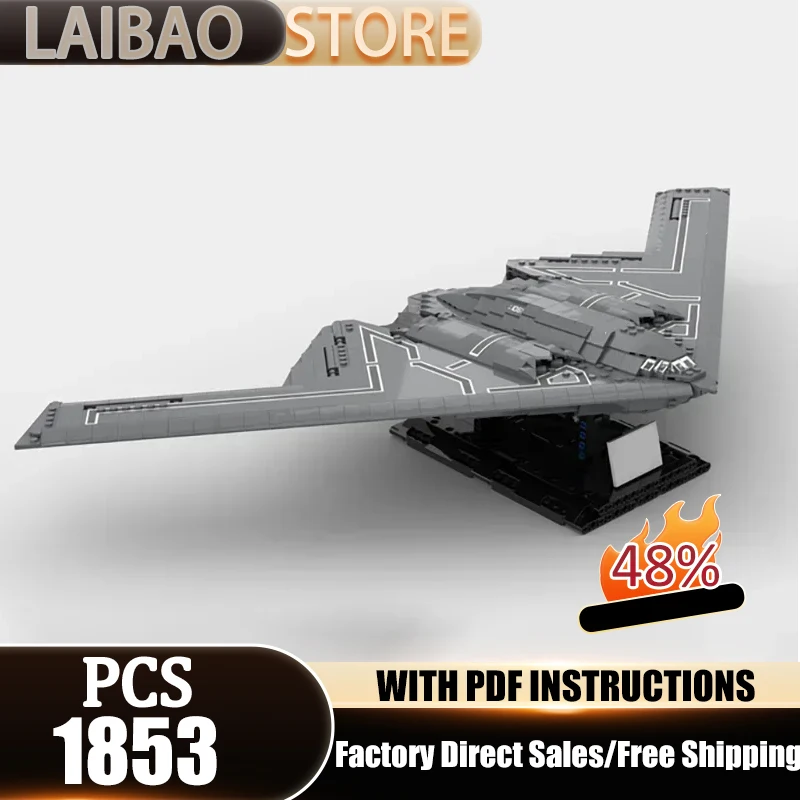 

Moc Building Blocks Famous Military Series 1:72 Scale B-2 Bomber Model Technology Bricks DIY Assembly Airplane Toys Holiday gift