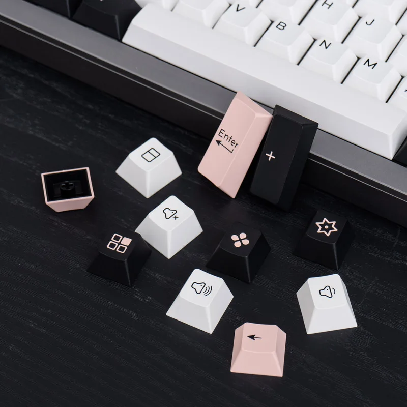 Imagem -06 - Olivia Keycaps para Teclado Mecânico 177 Teclas Rosa Branco Preto Pbt Duplo Tiro Cherry Perfil Caber 68 75 84 96 980 100 Gk61