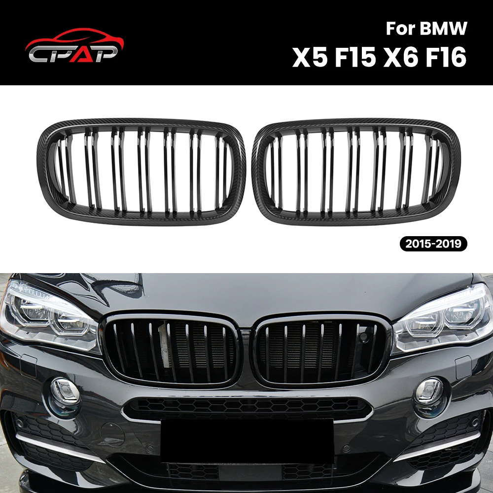

Replacement Racing Front Radiator Bumper Hood Grille For BMW X5 F15 X6 F16 2015-2019 Real Dry Carbon Fiber Grill Accessories