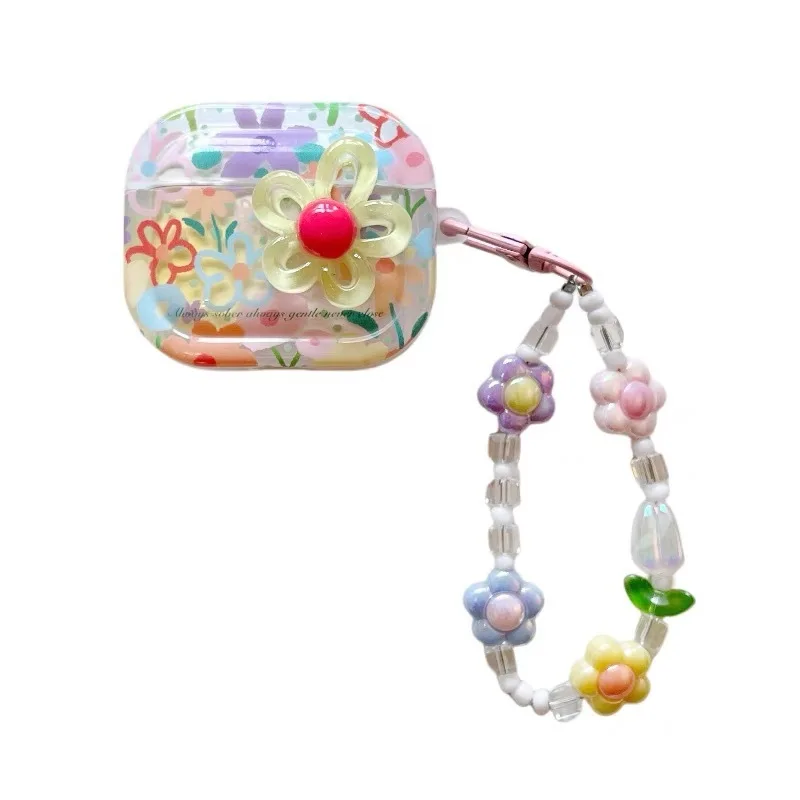 

Summer Flowers Pattern Protective Sleeve For AirPods Pro 2 Bluetooth New Model AirPods 4 Third Generation Earphone Accessory