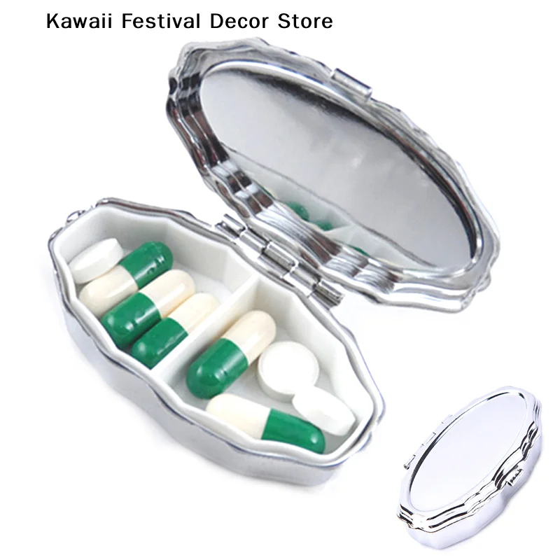 【K】1Pc Metal Alloy Silver Pill Boxes Medicine Organizer Container Medicine Case Pill Candy Box Pill Storage Estojo Pill Box