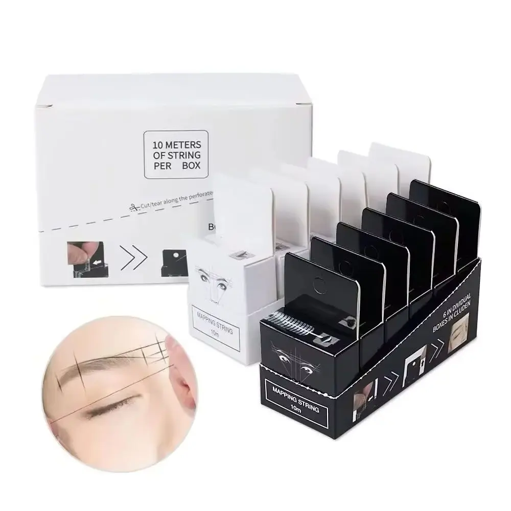 6Pcs 10M Mapping Pre-Ink String For Microblading Makeup Eyebrow Dyeing Liner Thread Semi Permanent Positioning Measure Tools