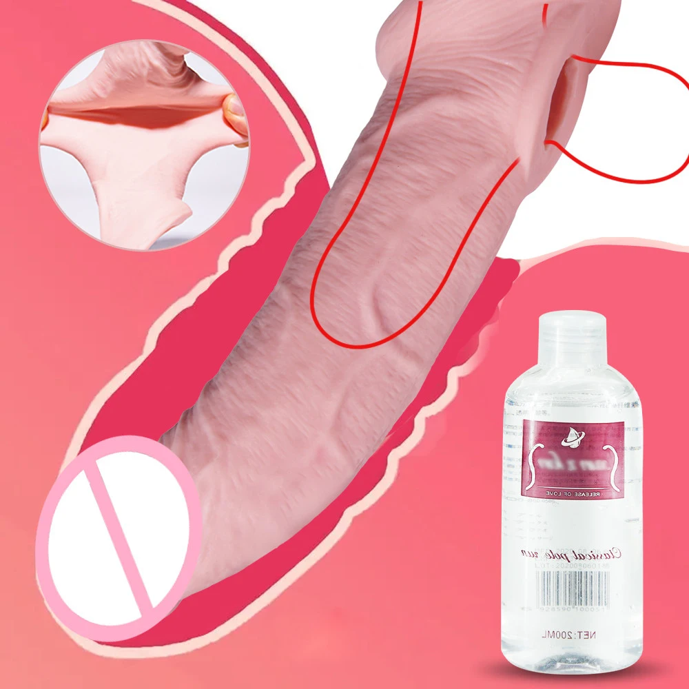 Reusable Penis Extender Lubricant For Sex Delay Ejaculation Penis Condoms Dick Sleeve Glans Cover Enlargement Sex Toys for Men