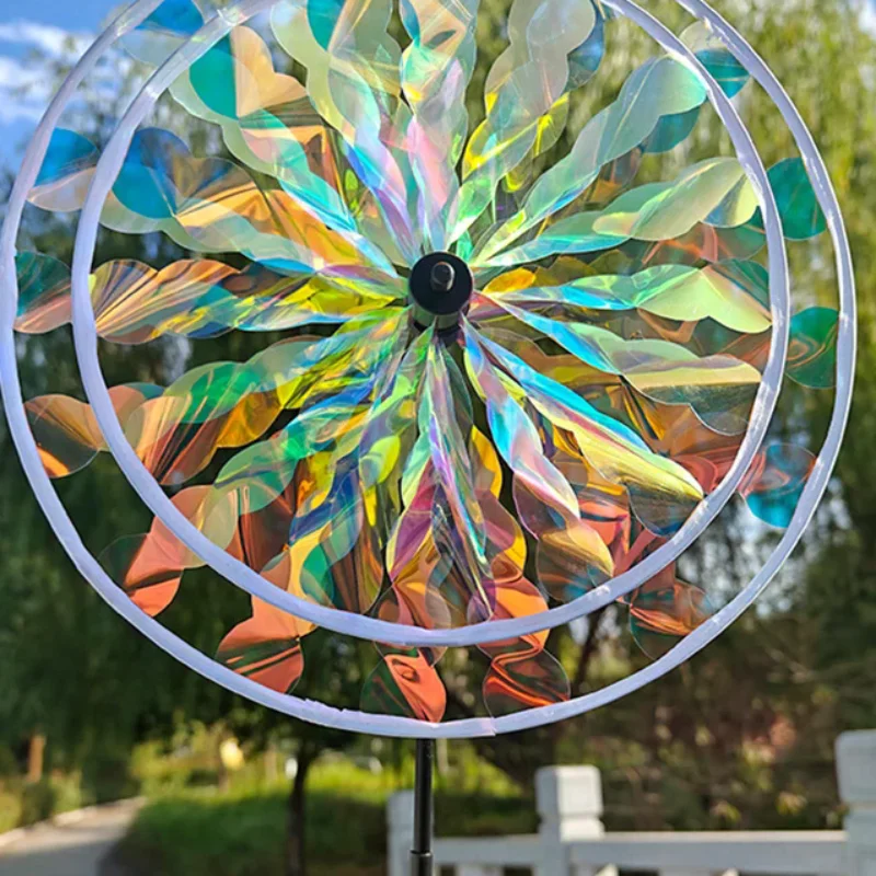1 Piece Fruit Garden Reflective Six Color Dazzling Sunflower Windmill Outdoor Lawn Yard Bird-Scaring Wind Spinner Kids Toys