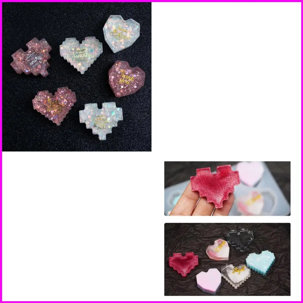 

for Creative DIY Jewelry Pendant Craft Pixel Heart Silicone Mold Love Shaped Res