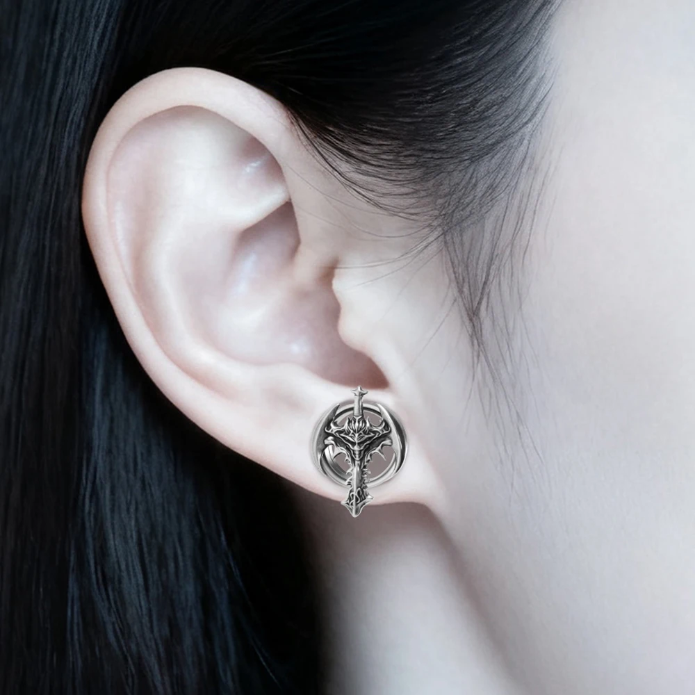 1-2PCS Devil Sword Vintage Ear Tunnels&Plugs Expander Ear Gauge Stretchers 316L Surgical Steel Double Flared Ear Weight Jewelry
