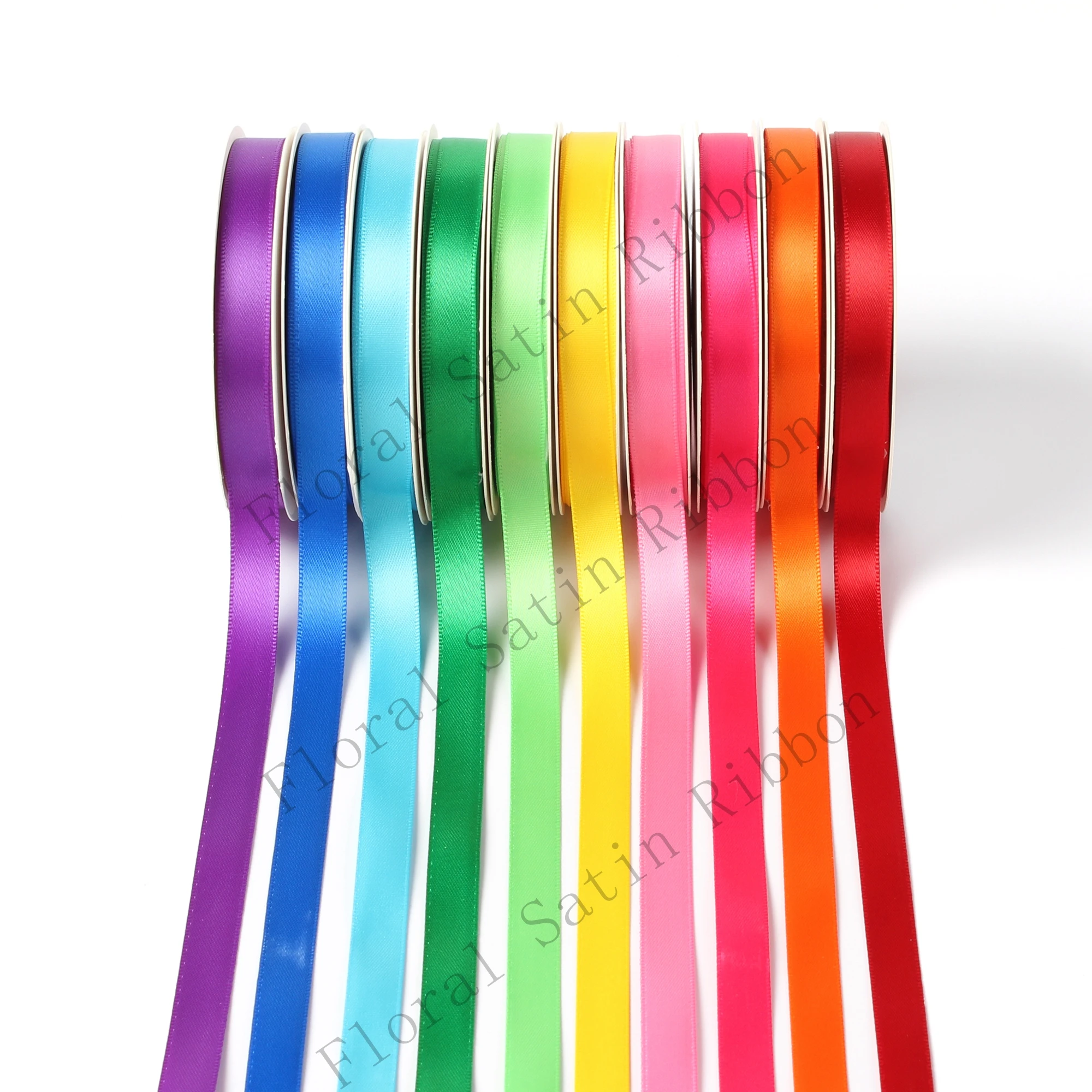 (5yards) 9mm Solid Satin Ribbon Set Mix 10 Colors Double Side Ribbons 3/8'' for Hairbows DIY Craft Materials