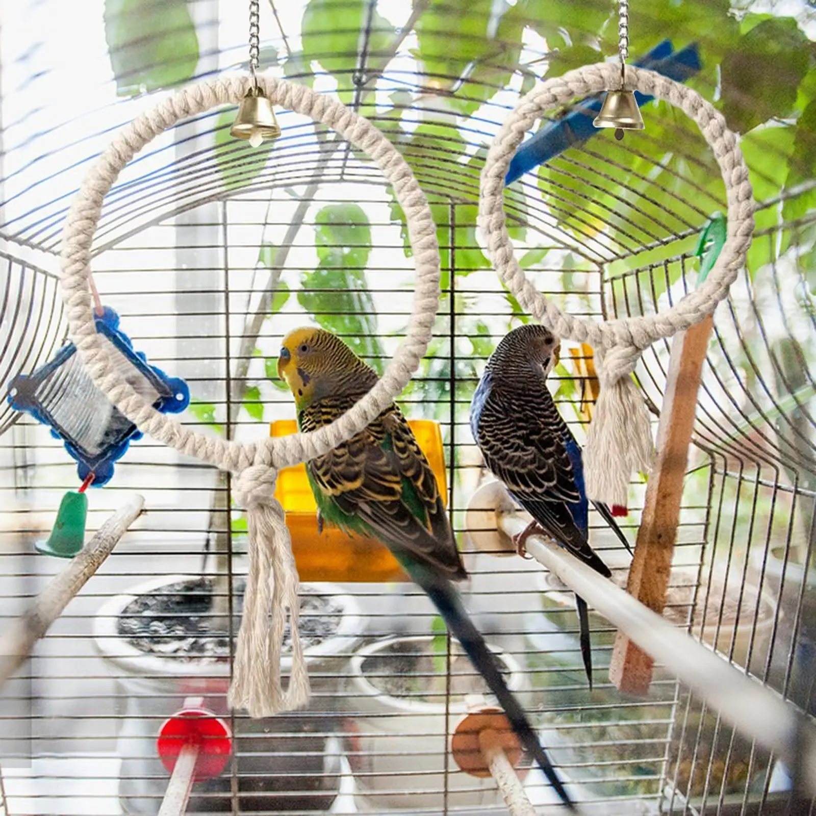 Juguete para escalar loros con cuerda y borlas para molitos y cacatúas