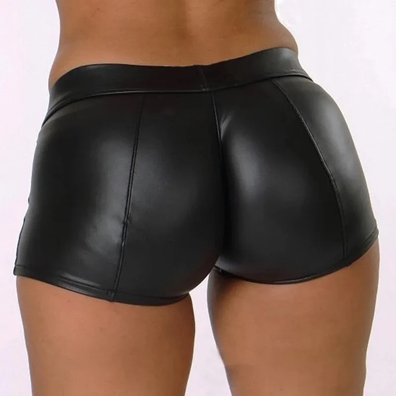 2024 High Waist Shiny Faux PU Leather Shorts for Women sexy Slim Fit Mini Pants Elastic Waist Clubwear Dance Hot Summer Shorts