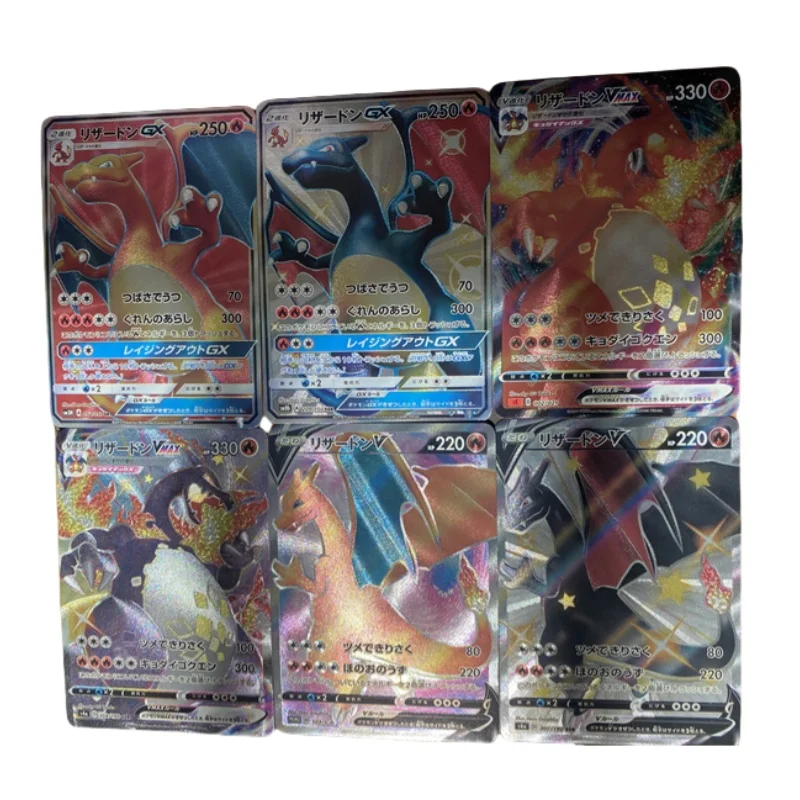 

6Pcs/set Pokemon Cards Charizard Japanese version PTCG Self Made Anime Game Characters Collection Card Diy Toys