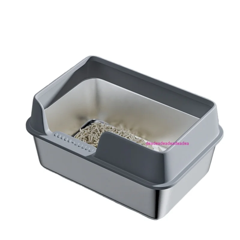 Stainless steel cat litter box oversized high fence