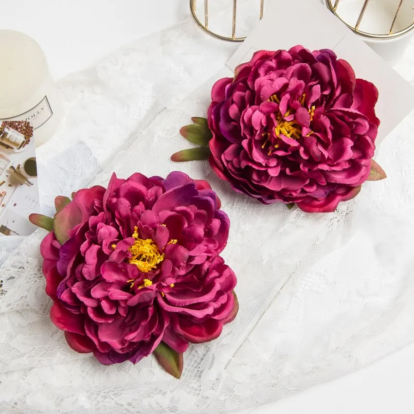 2PC 15CM Silk Peony Head Wedding Decoration Home Bridal Accessories Clearance Christmas Wreath Artificial Flowers for Scrapbook