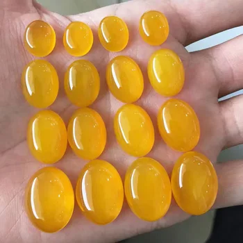신제품 자연 옐로우 마노 토파즈 링 페이스 링, 타원형 달걀 모양 액세서리, DIY 펜던트 누드 스톤 쥬얼리 장식 
