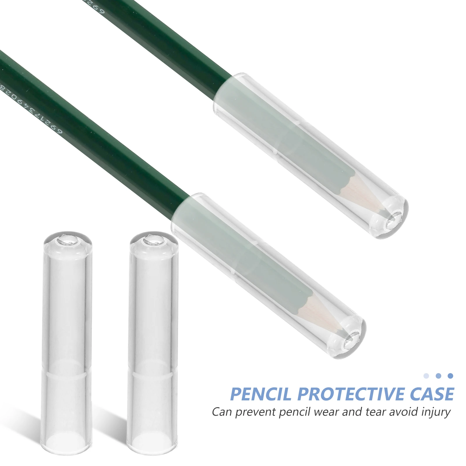 

50Pcs Clear Pencil Caps Pencil Tip Protectors Plastic Extenders for Students Office Pen Tip Cover
