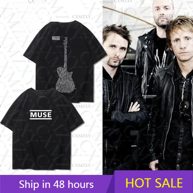 

Muse Band Rock Heavy Metal American Street Vintage Vintage Summer Casual Men's Short Sleeve Men's and Women's Loose T-Shirt
