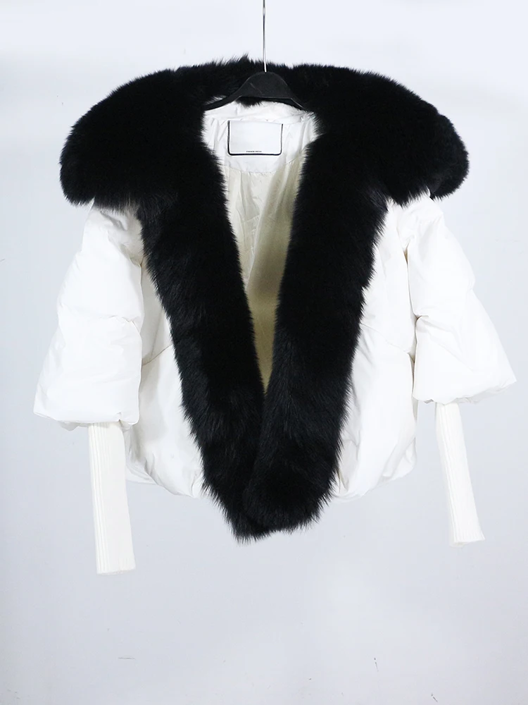 OFTBUY New White Duck Down Jacket Winter Women Warm Loose Coat Natural Real Fox Fur Collar Thick Luxury Outerwear New Fashion