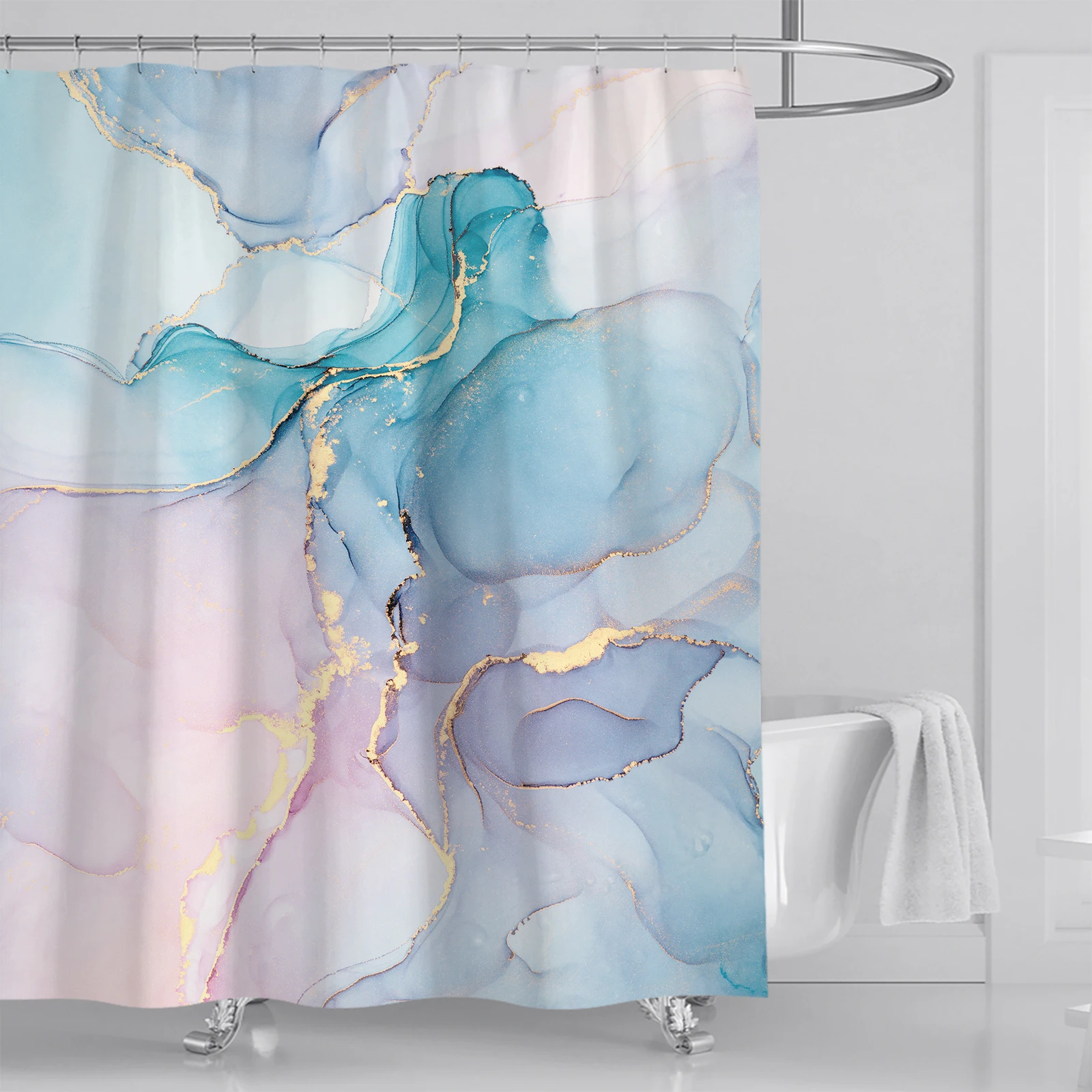 Minimalist marble print shower curtain modern nordic minimalist polyester home décor bathroom curtain with hooks