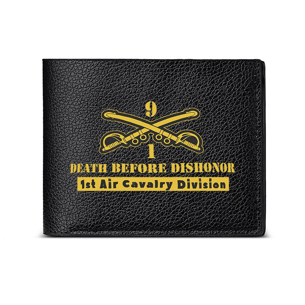 Death Before Dishonor 1st Air Cavalry Division Crossed Sabers Wallet Card Holder Fashion Business Casual Design