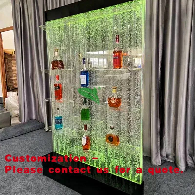 custom.Modern bar Furniture Colorful Light LED Changing Acrylic Bubble Wall bar Display Wine Cabinet