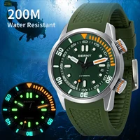 BERNY 20Bar Diver hombres reloj mecánico Miyota 8215 superluminoso zafiro natación automático auto viento silicona hombres reloj de pulsera
