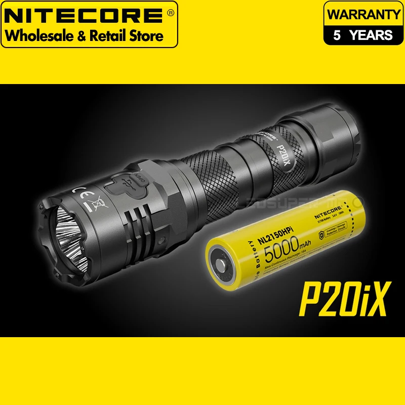 4000 Lumens Nitecore P20iX USB-C Rechargeable Tactical Flashlight with NL2150HPi 5000mAh Battery