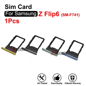 Bilashmart Black Blue Yellow Green Sim Card Tray Holder Slot Samsung Galaxy Z Flip 6 Flip6 F741 Replacement Parts