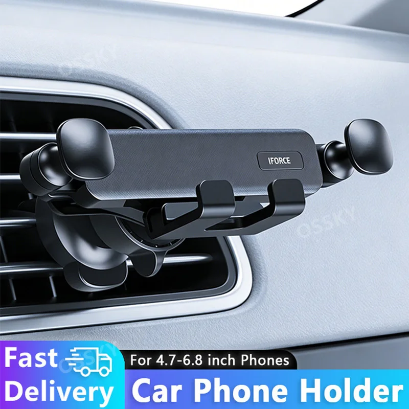 

OSSKY Gravity Car Mobile Phone for iPhone 17 16 15 Xiaomi Smartphone Universal 4.7-6.8 Inches Holder of Ventilation Clamp Secure
