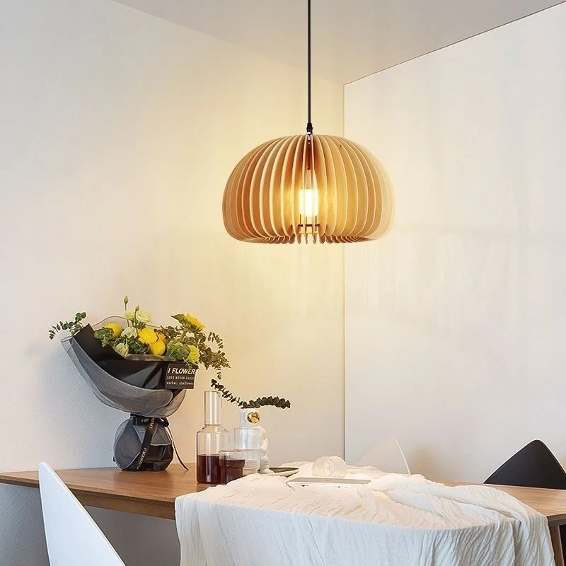 Denmark Artistic Wood Pendant Lights For Restaurant Balcony Classical Ceiling Pendnat Lamps Court Rotundity Delicate Luminaires