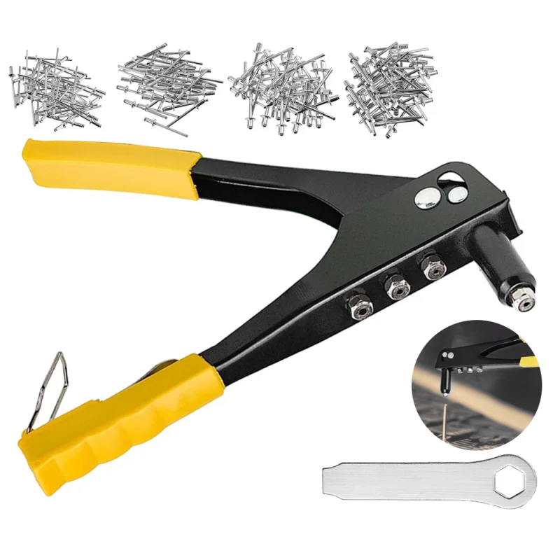Imagem -03 - Heavy Duty Riveter Grupo Pop Rivet Gun Ferramenta de Mão Ferramenta Rivet Nut Alicça Rebites Cegos Kit Gun Sortimento 200 Pcs