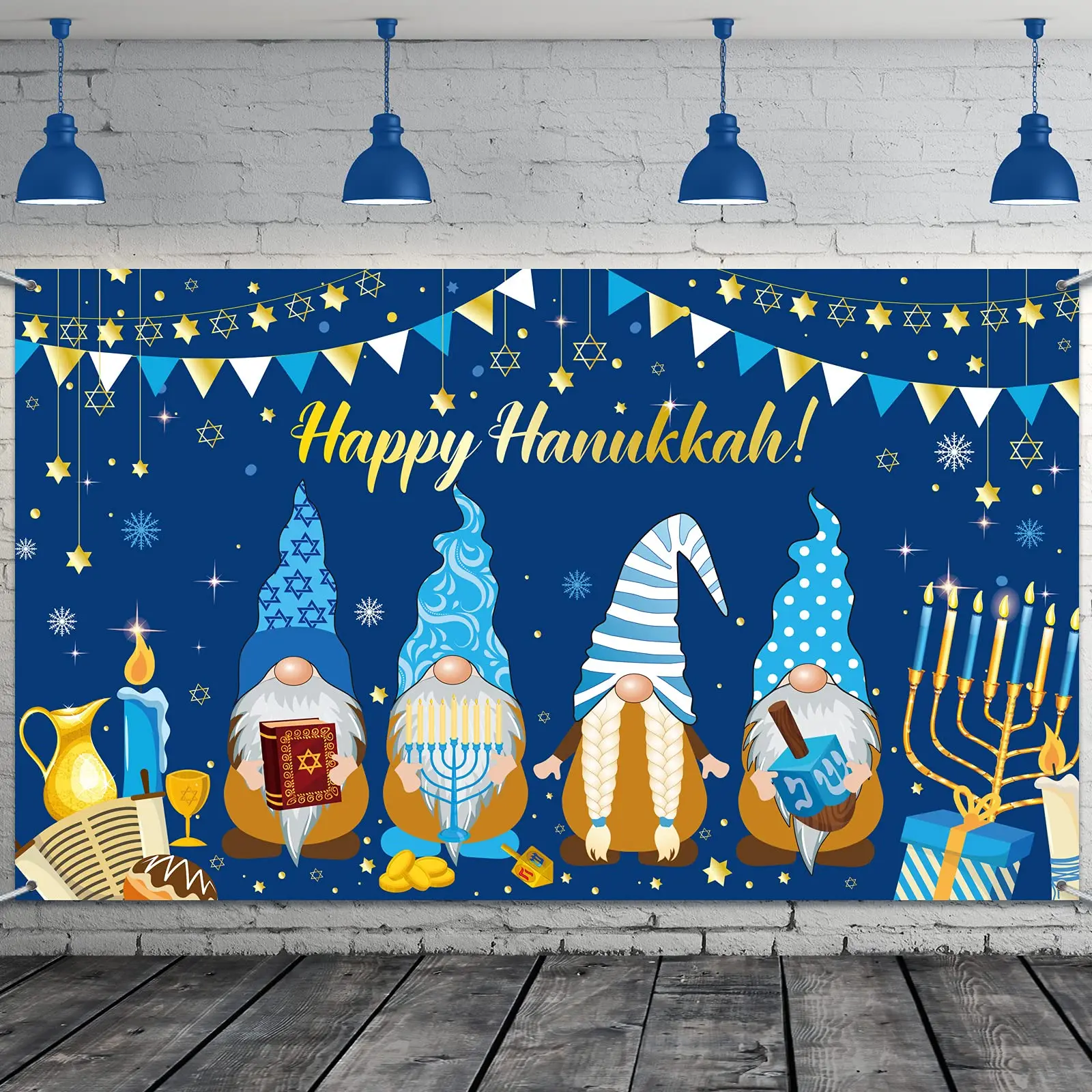 

Hanukkah Decoration Happy Hanukkah Banner Hanukkah Party Backdrop Jewish Chanukah Party Photography Background Festival Supplies