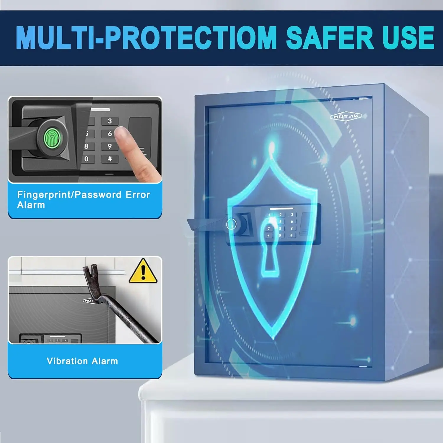 Smart Home Safe 2.0 Cub Biometric Safe Box, Quick-Access with Fingerprint Recognition Handle, Keys, Digital Keyboard, & Type-C P