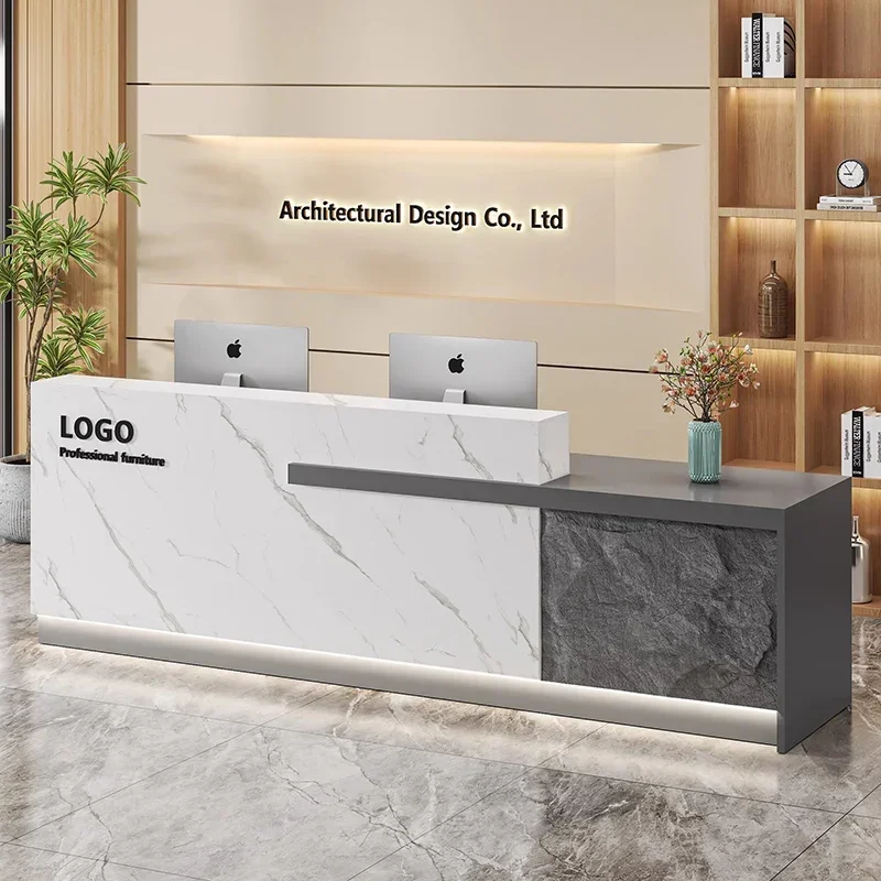 

Aesthetic Trendy Reception Desk Counter Decorations Cashier Hair Salon Reception Desk Counter Luxury Office Commercial Furniture