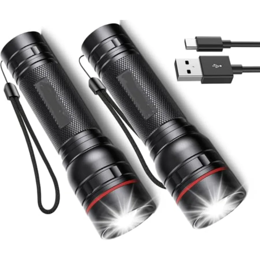 

Rechargeable Flashlights High Lumens 2Pack, Super Bright Flashlight Rechargeable with 7 Modes, Waterproof Flash Light Adjustabl