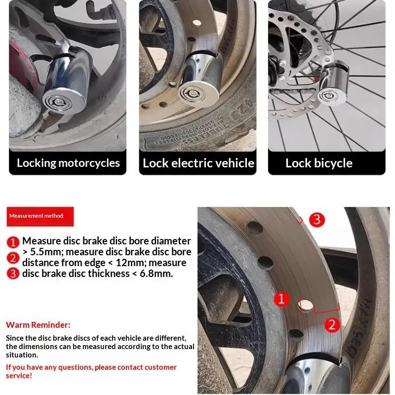 New Universal 55mm Heavy-Duty Disc Brake Lock Anti-Theft Cutter-Proof Padlock For Motorcycle/Bike/Scooter With Waterproof Design