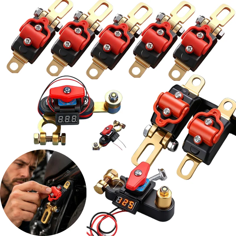 1/5PCS Digital Voltmeter Car Battery Quick Disconnect Switch Thickened Copper Anti Leakage Power Cut Off Protector Hand Tool