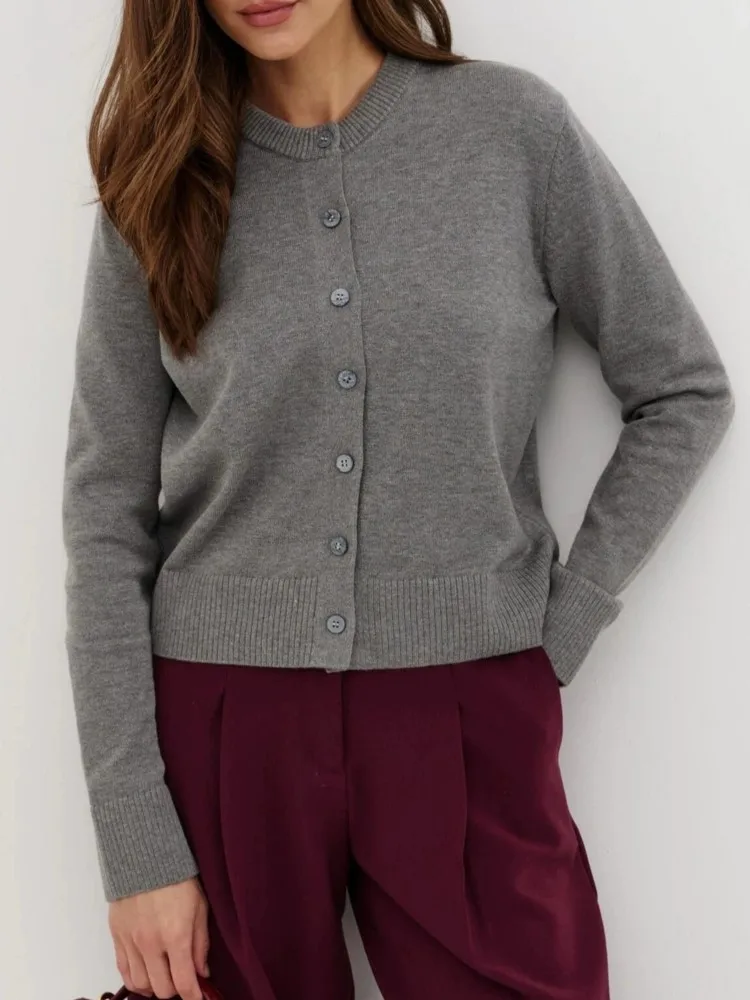 MsChuh Autumn Women's Clothing Solid Color Outerwears Cardigans Sweater All-match Loose Simple Style Comfortable Temperament