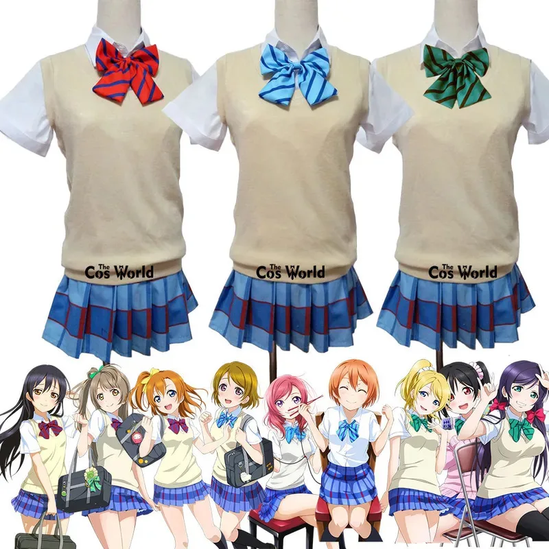 

Love Live 9-ролевой свитер, трикотаж, жилет, топы, рубашка, платье, школьная форма, костюмы аниме для косплея