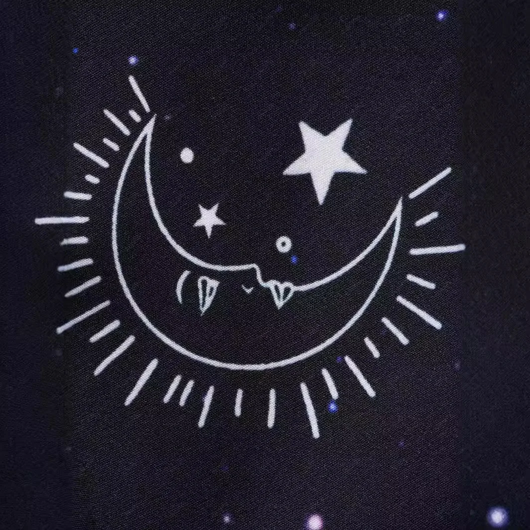 Zon Sterrenprint Jurk Halve Rits Lace Up Hoge Taille Band Een Lijn Mini Gewaad Mode Casual Tank Playsuit voor Vrouwen Lolita