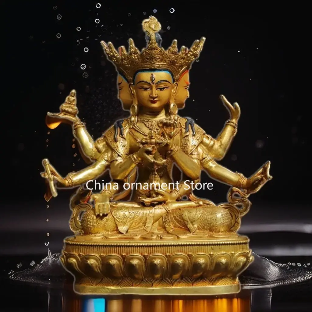 Tibetan ethnic style, Zunsheng Buddha mother home decoration ornament copper gilt one foot