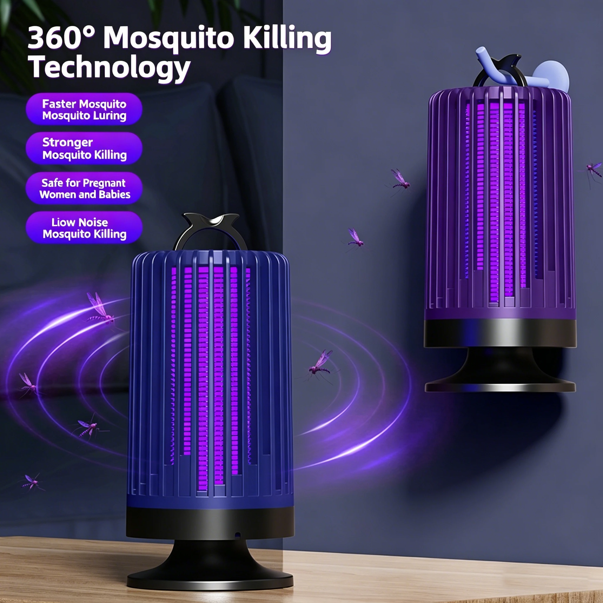 

LED Electric Mosquito Killer Lamp UV Trap Lamp Mute Anti 3000V Fly Bug Trap Physical Home Portable Outdoor Mosquito Terminator