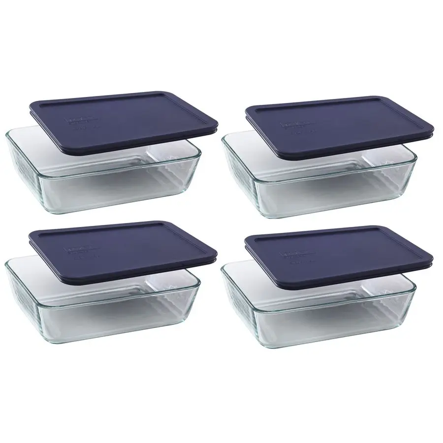 

7211 6Cup Glass Dish amp 7211PC Dark Blue Lid 4Pack Made in USA